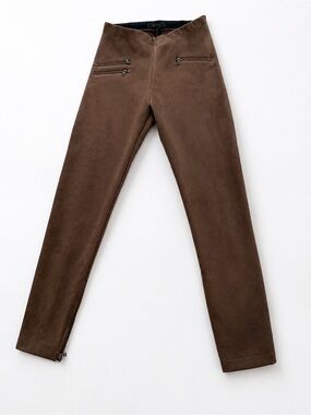 BCBGMAXAZRIA Brown Faux Suede Skinny Pants with Zip Detail – Size Medium